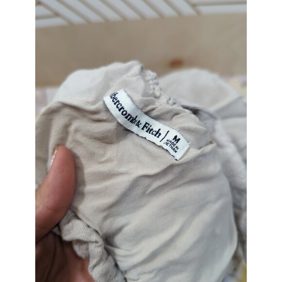 ABERCROMBIE & FITCH Women's Beige Linen Cross Back Tank Blouse Size Medium - Picture 7 of 7